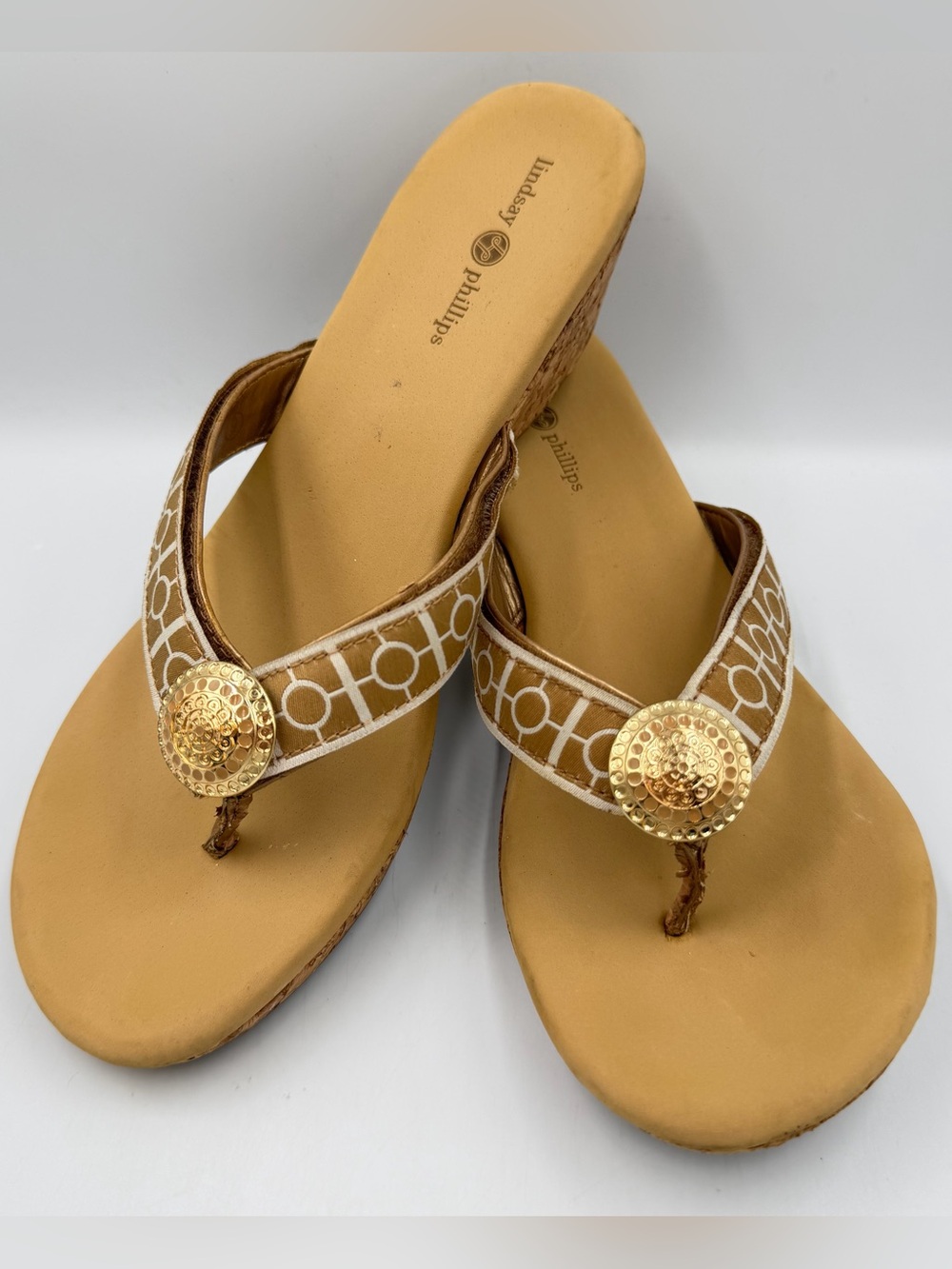 Lindsay Phillips Lynne Wedge Sandal Thong Women 9 Changeable Straps Flaking Post